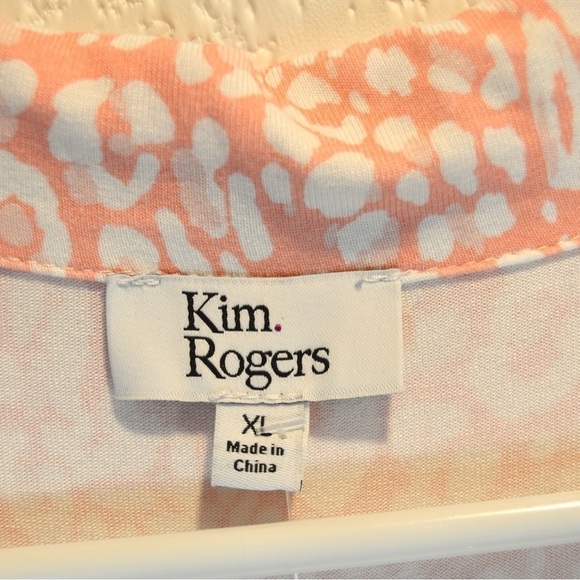 Kim Rogers Julianna Tunic Hi Low Button Down Short Sleeve Slinky Size XL New - Picture 5 of 9